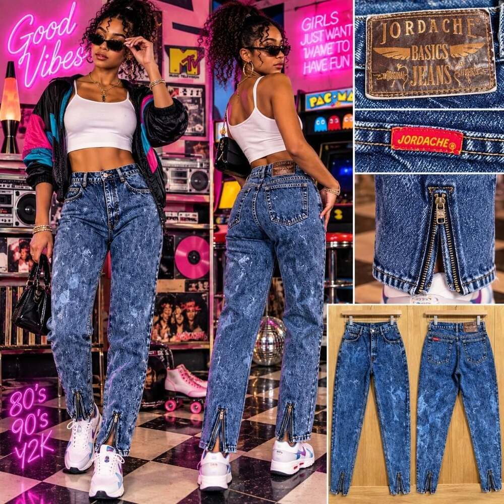 Jordache Basics Acid-Wash Ankle-Zip Jeans Size 5 27 Vintage Denim